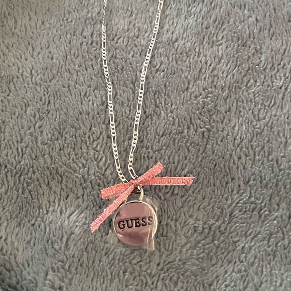 Guess Silver Sparkly Bow Necklace - Picture 2 of 2